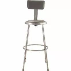 National Public Seating NPS 6400 Series Armless Vinyl Padded 30 Inch Stool With Backrest, Vinyl, Gray (6430B)
