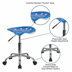 Flash Furniture Vibrant Tractor Seat And Chrome Stool, Blue -Office Chairs Sale sp137082392 s7