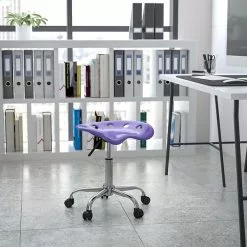 Flash Furniture Vibrant Tractor Seat And Chrome Stool, Violet