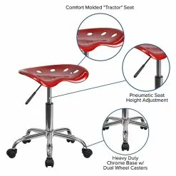 Flash Furniture Vibrant Tractor Seat And Chrome Stool, Wine Red -Office Chairs Sale sp137082414 s7