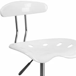 Flash Furniture Belnick Vibrant Chrome Drafting Stool With Tractor Seat, White -Office Chairs Sale sp137082483 s7