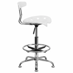 Flash Furniture Belnick Vibrant Chrome Drafting Stool With Tractor Seat, White -Office Chairs Sale sp137082484 s7
