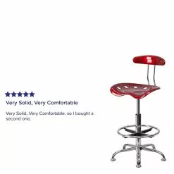 Flash Furniture Belnick Vibrant Chrome Drafting Stool With Tractor Seat, Wine Red -Office Chairs Sale sp137082490 s7
