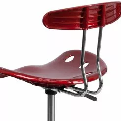 Flash Furniture Belnick Vibrant Chrome Drafting Stool With Tractor Seat, Wine Red -Office Chairs Sale sp137082495 s7