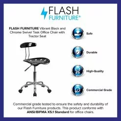 Flash Furniture Elliott Armless Plastic And Chrome Task Office Chair With Tractor Seat, Black And Chrome (LF214BLACK) -Office Chairs Sale sp137082526 s7