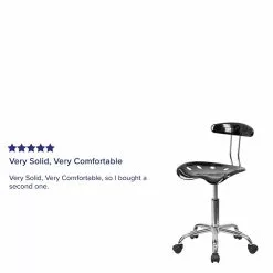 Flash Furniture Elliott Armless Plastic And Chrome Task Office Chair With Tractor Seat, Black And Chrome (LF214BLACK) -Office Chairs Sale sp137082528 s7
