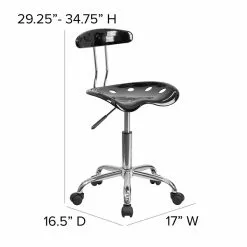 Flash Furniture Elliott Armless Plastic And Chrome Task Office Chair With Tractor Seat, Black And Chrome (LF214BLACK) -Office Chairs Sale sp137082530 s7