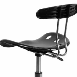 Flash Furniture Elliott Armless Plastic And Chrome Task Office Chair With Tractor Seat, Black And Chrome (LF214BLACK) -Office Chairs Sale sp137082532 s7