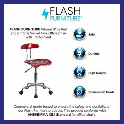 Flash Furniture Elliott Armless Plastic And Chrome Task Office Chair With Tractor Seat, Vibrant Wine Red And Chrome (LF214WNRED) -Office Chairs Sale sp137082561 s7