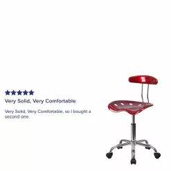 Flash Furniture Elliott Armless Plastic And Chrome Task Office Chair With Tractor Seat, Vibrant Wine Red And Chrome (LF214WNRED) -Office Chairs Sale sp137082562 s7
