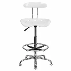 Flash Furniture Belnick Vibrant Chrome Drafting Stool With Tractor Seat, White -Office Chairs Sale sp137082593 s7