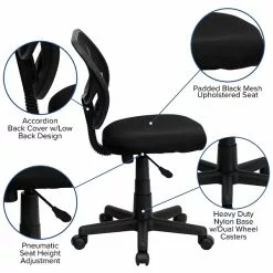Flash Furniture Neri Armless Ergonomic Mesh Swivel Low Back Task Office Chair, Black (WA3074BK) -Office Chairs Sale sp137082650 s7