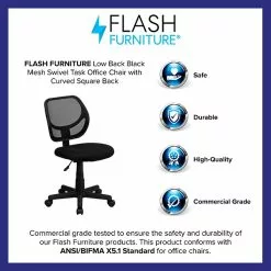 Flash Furniture Neri Armless Ergonomic Mesh Swivel Low Back Task Office Chair, Black (WA3074BK) -Office Chairs Sale sp137082884 s7