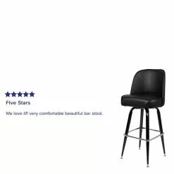 Flash Furniture 42.5"H Vinyl Seat, Metal Bar Stool, Black (XUF125) -Office Chairs Sale sp137085646 s7