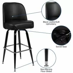 Flash Furniture 42.5"H Vinyl Seat, Metal Bar Stool, Black (XUF125) -Office Chairs Sale sp137085647 s7