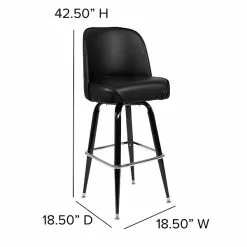 Flash Furniture 42.5"H Vinyl Seat, Metal Bar Stool, Black (XUF125) -Office Chairs Sale sp137085648 s7