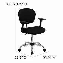 Flash Furniture Beverly Ergonomic Mesh Swivel Mid-Back Padded Task Office Chair, Black (H2376FBKARMS) -Office Chairs Sale sp137086230 s7