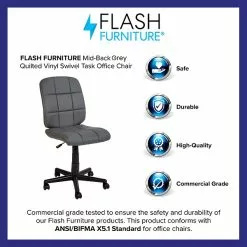 Flash Furniture Clayton Armless Vinyl Swivel Mid-Back Quilted Task Office Chair, Gray (GO16911GY) -Office Chairs Sale sp137086959 s7