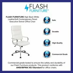 Flash Furniture Hansel LeatherSoft Swivel High Back Executive Office Chair, White (BT20595H2WH) -Office Chairs Sale sp137087335 s7