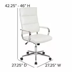 Flash Furniture Hansel LeatherSoft Swivel High Back Executive Office Chair, White (BT20595H2WH) -Office Chairs Sale sp137087341 s7
