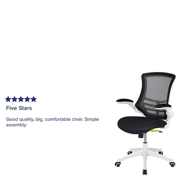 Flash Furniture Kelista Ergonomic Mesh Swivel Mid-Back Task Office Chair, Black With White Frame (BLX5MWHBK) 4 Flash Furniture Kelista Ergonomic Mesh Swivel Mid-Back Task Office Chair, Black With White Frame (BLX5MWHBK) - Image 4