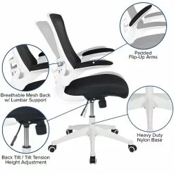 Flash Furniture Kelista Ergonomic Mesh Swivel Mid-Back Task Office Chair, Black With White Frame (BLX5MWHBK) 12 Flash Furniture Kelista Ergonomic Mesh Swivel Mid-Back Task Office Chair, Black With White Frame (BLX5MWHBK) -Office Chairs Sale sp137087556 s7