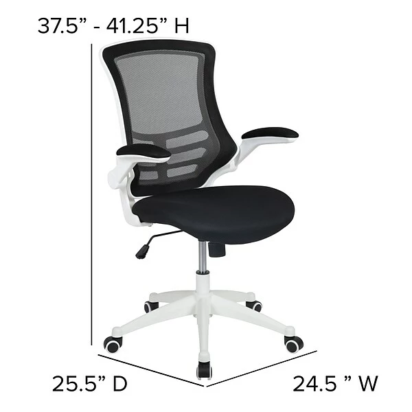 Flash Furniture Kelista Ergonomic Mesh Swivel Mid-Back Task Office Chair, Black With White Frame (BLX5MWHBK) 6 Flash Furniture Kelista Ergonomic Mesh Swivel Mid-Back Task Office Chair, Black With White Frame (BLX5MWHBK) - Image 6