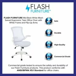 Flash Furniture Kelista Ergonomic Mesh Swivel Mid-Back Task Office Chair, White With White Frame (BLX5MWHWH) -Office Chairs Sale sp137088275 s7
