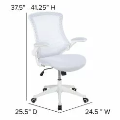 Flash Furniture Kelista Ergonomic Mesh Swivel Mid-Back Task Office Chair, White With White Frame (BLX5MWHWH) -Office Chairs Sale sp137088288 s7