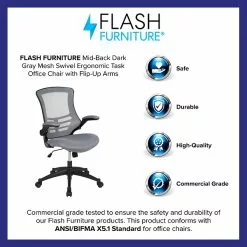 Flash Furniture Kelista Ergonomic Mesh Swivel Mid-Back Task Office Chair, Dark Gray (BLX5MDKGY) 10 Flash Furniture Kelista Ergonomic Mesh Swivel Mid-Back Task Office Chair, Dark Gray (BLX5MDKGY) -Office Chairs Sale sp137088426 s7