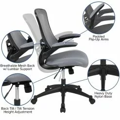 Flash Furniture Kelista Ergonomic Mesh Swivel Mid-Back Task Office Chair, Dark Gray (BLX5MDKGY) 12 Flash Furniture Kelista Ergonomic Mesh Swivel Mid-Back Task Office Chair, Dark Gray (BLX5MDKGY) -Office Chairs Sale sp137088432 s7