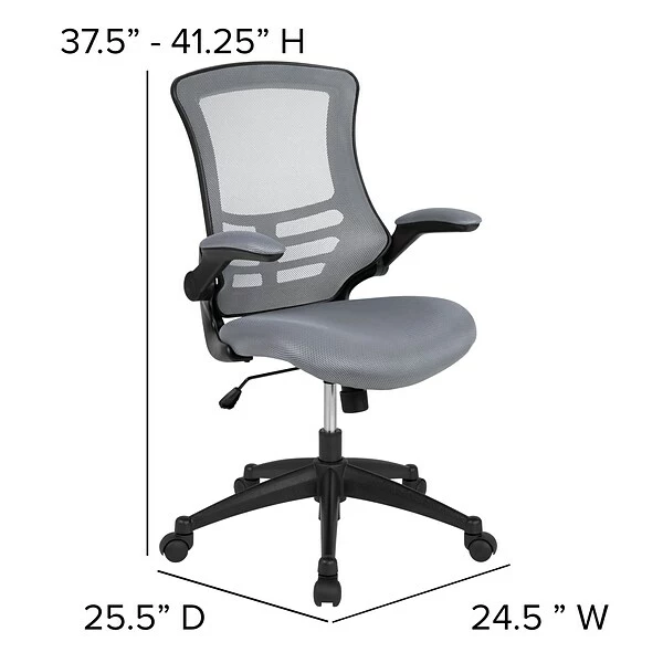 Flash Furniture Kelista Ergonomic Mesh Swivel Mid-Back Task Office Chair, Dark Gray (BLX5MDKGY) 6 Flash Furniture Kelista Ergonomic Mesh Swivel Mid-Back Task Office Chair, Dark Gray (BLX5MDKGY) - Image 6