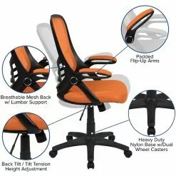 Flash Furniture Porter Ergonomic Mesh Swivel High Back Office Chair, Orange/Black (HL00161BKOR) -Office Chairs Sale sp137088809 s7