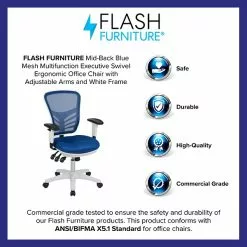 Flash Furniture Nicholas Ergonomic Mesh Swivel Mid-Back Multifunction Executive Office Chair, Blue/White Frame (HL0001WHBLUE) -Office Chairs Sale sp137088845 s7