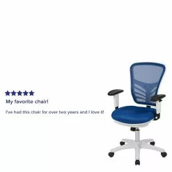 Flash Furniture Nicholas Ergonomic Mesh Swivel Mid-Back Multifunction Executive Office Chair, Blue/White Frame (HL0001WHBLUE) -Office Chairs Sale sp137088856 s7