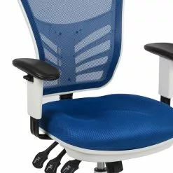 Flash Furniture Nicholas Ergonomic Mesh Swivel Mid-Back Multifunction Executive Office Chair, Blue/White Frame (HL0001WHBLUE) -Office Chairs Sale sp137088908 s7