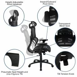 Flash Furniture LO Ergonomic Mesh Swivel Office Chair, Black (HLC1388F1KBK) 11 Flash Furniture LO Ergonomic Mesh Swivel Office Chair, Black (HLC1388F1KBK) -Office Chairs Sale sp137089311 s7