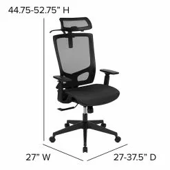 Flash Furniture Layla Ergonomic Mesh Swivel Office Chair, Black (H28091KYBK) -Office Chairs Sale sp137089439 s7