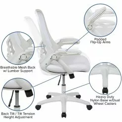 Flash Furniture Porter Ergonomic Mesh Swivel High Back Office Chair, White/White (HL00161WHWH) -Office Chairs Sale sp137089482 s7
