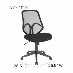 Flash Furniture Salerno Series Armless Ergonomic Mesh Swivel High Back Office Chair, Black (GOWY193ABK) -Office Chairs Sale sp137090310 s7