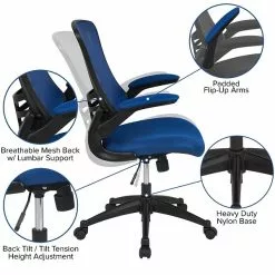 Flash Furniture Kelista Ergonomic Mesh Swivel Mid-Back Task Office Chair, Blue (BLX5MBLUE) -Office Chairs Sale sp137091589 s7