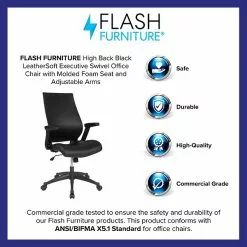 Flash Furniture Waylon LeatherSoft Swivel High Back Executive Office Chair, Black (BLLB8809) -Office Chairs Sale sp137091677 s7