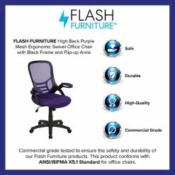 Flash Furniture Porter Ergonomic Mesh Swivel High Back Office Chair, Purple/Black (HL00161BKPUR) -Office Chairs Sale sp137092125 s7