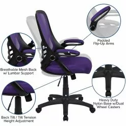 Flash Furniture Porter Ergonomic Mesh Swivel High Back Office Chair, Purple/Black (HL00161BKPUR) -Office Chairs Sale sp137092131 s7