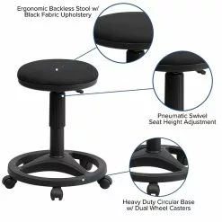 Flash Furniture Fabric Ergonomic Stool With Foot Ring, Black (WL905DG) -Office Chairs Sale sp137094884 s7