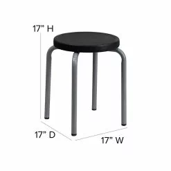 Flash Furniture Stackable Stool With Black Seat And Silver Powder Coated Frame, Black -Office Chairs Sale sp137095470 s7