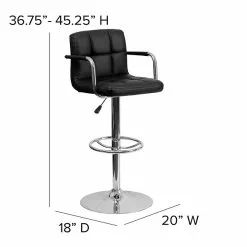 Flash Furniture Contemporary Vinyl Adjustable Height Barstool With Back, Black (CH102029BK) -Office Chairs Sale sp137096561 s7