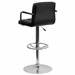 Flash Furniture Contemporary Vinyl Adjustable Height Barstool With Back, Black (CH102029BK) -Office Chairs Sale sp137096562 s7