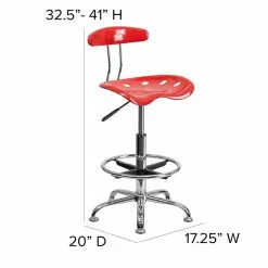 Flash Furniture Vibrant Drafting Stools With Tractor Seat (LF215CHYTOMATO) -Office Chairs Sale sp137098308 s7