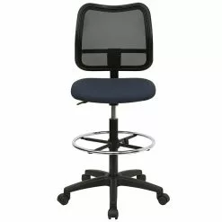 Flash Furniture Mid-Back Mesh Drafting Stools With Fabric Seat (WLA277NVYD) -Office Chairs Sale sp137098420 s7